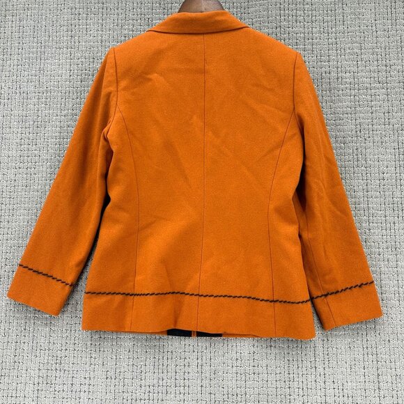 KASPER ASL Blazer Women's Size 10 Orangish Jacket Lined Zip Wool Blend Pockets - Picture 2 of 11